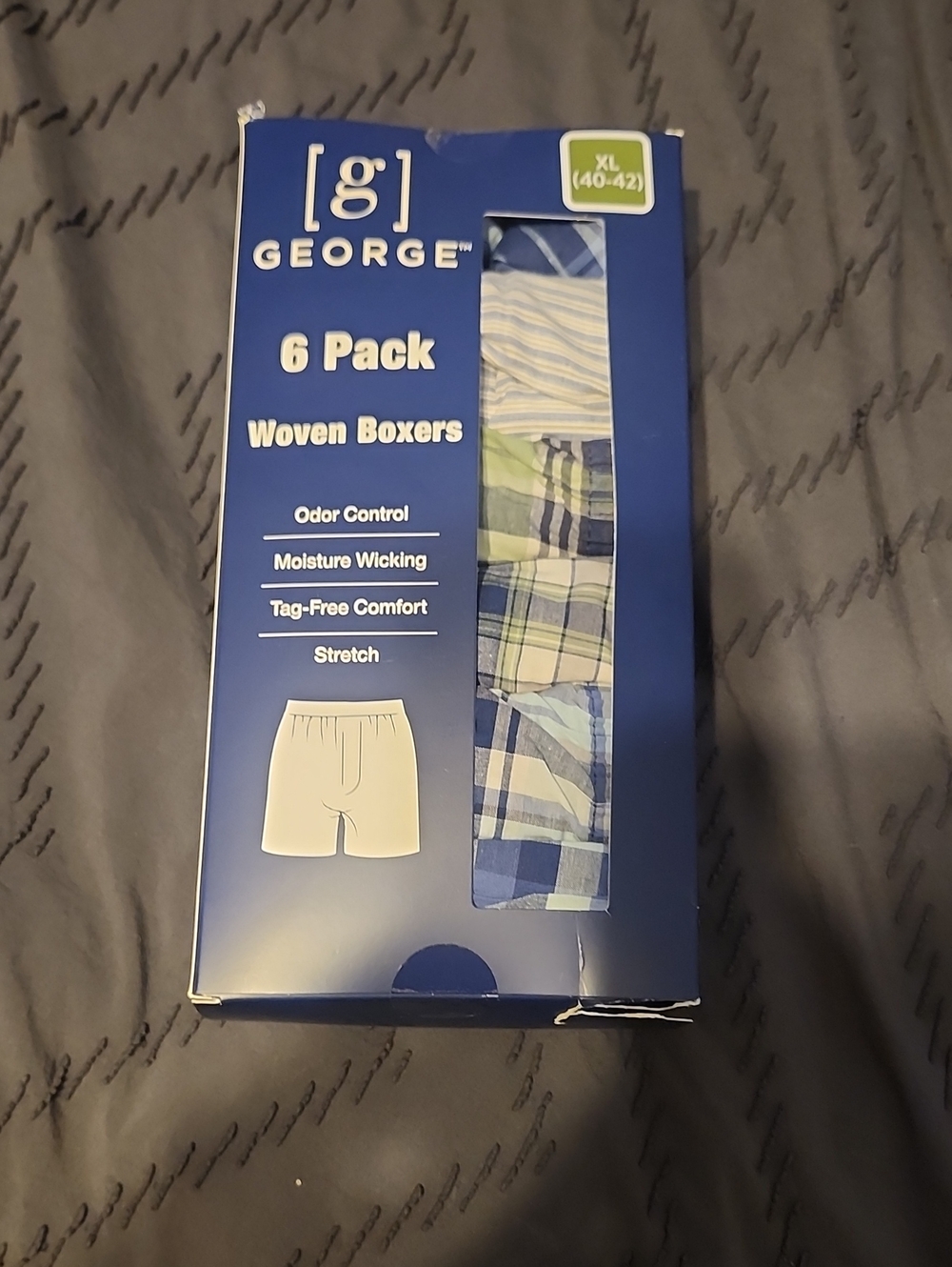 George 6-Pack Woven Boxers - Blue and Green Plaid